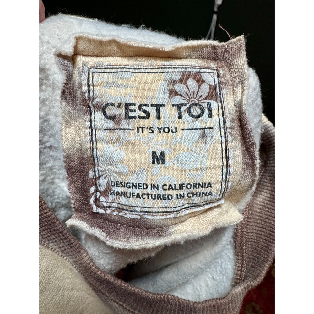 C'EST TOI Brown Tie Dye‎ Pullover Cropped Sweatshirt Women's M - Picture 8 of 9